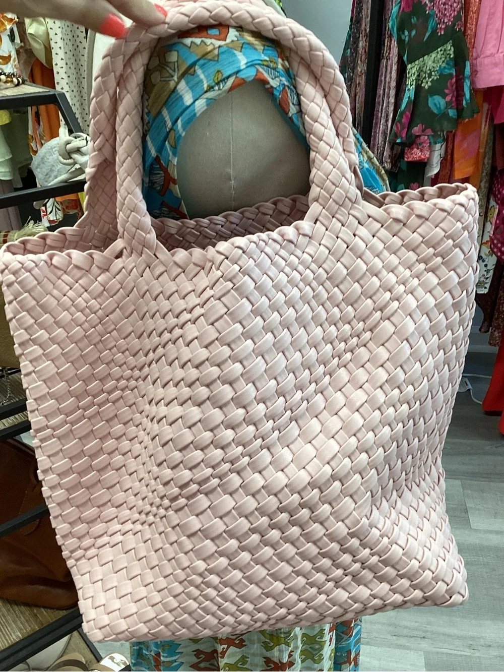 Handwoven Pink Tote Bag - Unbranded